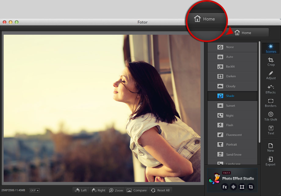 Fotor photo editing workstation home for Mac
