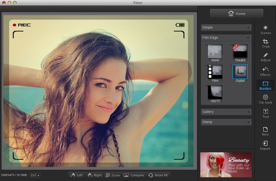 edit photo boarder using Fotor photo editor for Mac