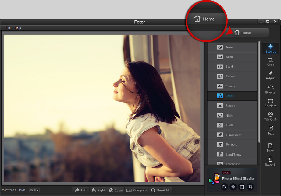 Fotor photo editor for Windows desktop home