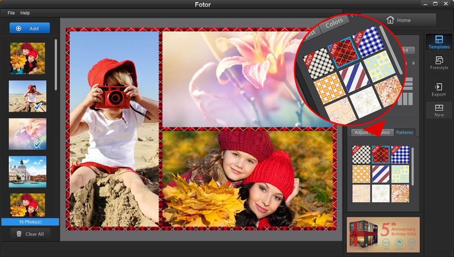 Fotor photo collage with templates